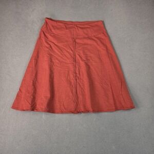 A-Line Skirt Womens Medium Rust Orange Exposed Seams Stretch Casual Pull On Midi